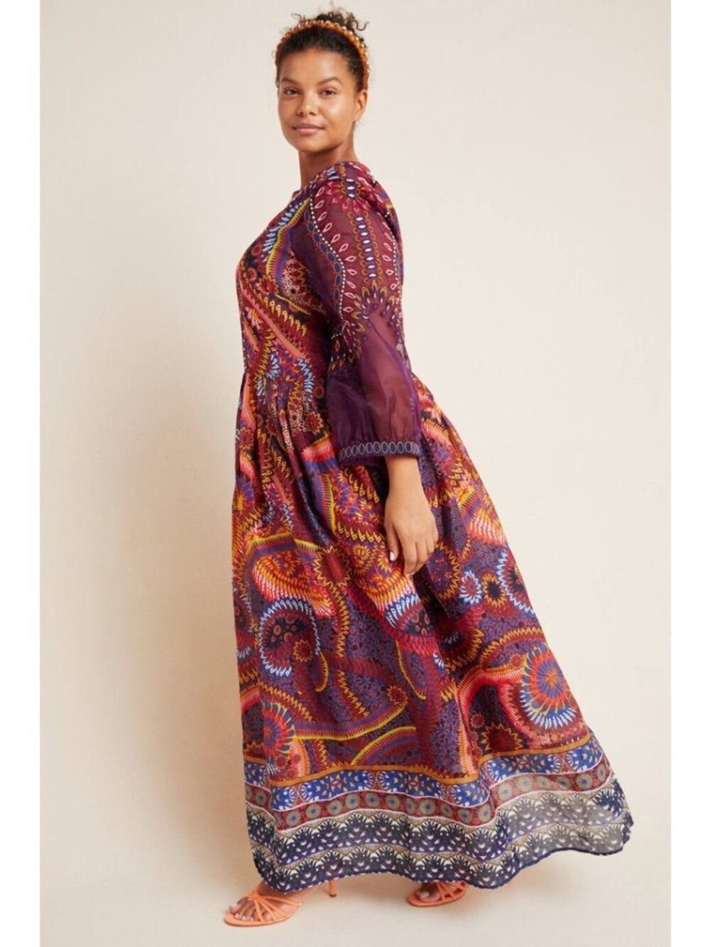 Anthropologie womens 18W Maren embroidered maxi dress purple multicolor bohemian - Picture 2 of 14